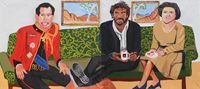 The Royal Tour (Charles, Vincent and Elizabeth) by Vincent Namatjira contemporary artwork painting, works on paper