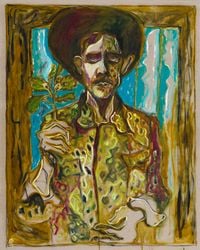 man holding oak sprig by Billy Childish contemporary artwork painting