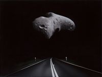 Near Earth asteroid with highway (Eros) by Tony Lloyd contemporary artwork painting