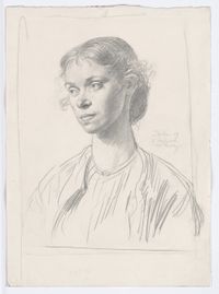 Mrs Ambrose McEvoy by Augustus John contemporary artwork painting, works on paper, drawing