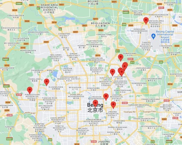Map of galleres in Beijing