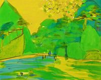 Mountains in the Springtime by Walasse Ting contemporary artwork painting, works on paper