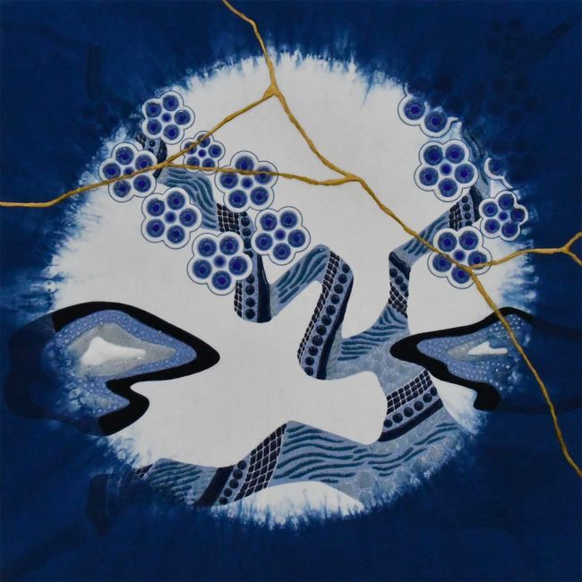 Enso-flowers cherry blossoms -Japan Blue-#1 by Kohei Kyomori contemporary artwork