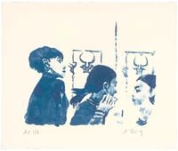 Hong Hai'er Putting in Earrings 2 紅孩兒戴耳環 2 by Liu Xiaodong contemporary artwork print