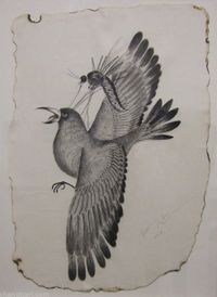 Picture of Mosquito Attack Fly Bird by Sun Xun contemporary artwork drawing