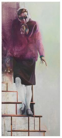 untitled (woman descending stairs) by Johannes Kahrs contemporary artwork painting, works on paper