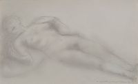 Femme nue allongée by Auguste Rodin contemporary artwork works on paper, drawing