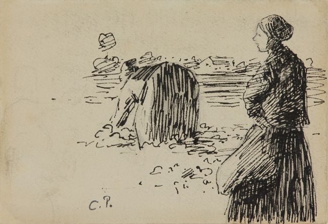 Deux paysannes dans un champ by Camille Pissarro contemporary artwork