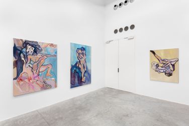 Exhibition view: Ana Karkar, The Wall: Ana Karkar, LOVECHILD, Almine Rech, Brussels (16 November 2023–13 January 2024). Courtesy the artist and Almine Rech.