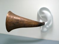 Beethoven's Trumpet (with Ear) Opus # 127, 130, 131, 132, 133, 135 by John Baldessari contemporary artwork sculpture