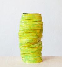 Green_yellow tower by Claudia Terstappen contemporary artwork sculpture