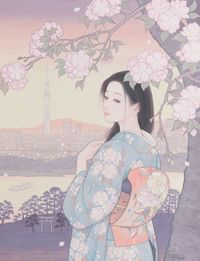 Spiled Cherry Blossoms by Miki Kato contemporary artwork painting