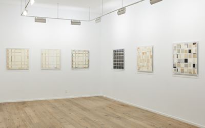 Exhibition view: Daniel Senise, Printed Matter, Galerie Nara Roesler, New York (19 September-19 October 2017). Courtesy Galerie Nara Roesler, New York. Photo: Will Wang.