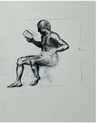 诗人-《但只说一句话》的习作 Le Poète – Étude pour « Mais dites une seule parole » by 马歇尔·雷斯 Martial Raysse contemporary artwork works on paper, drawing