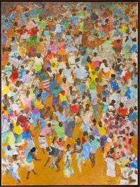 Revellers Celebrate at Dusk by Paul Dash contemporary artwork painting