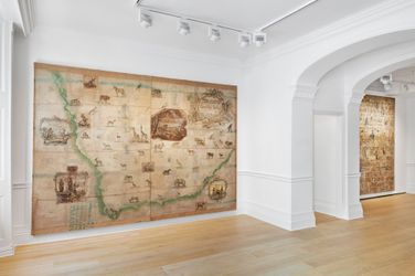 Exhibition view: Group Exhibition, Made Routes: Mapping and Making, Richard Saltoun Gallery, London (30 August–26 September 2019). Courtesy Richard Saltoun Gallery.