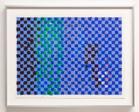 Blue grid painting by Martyn Reynolds contemporary artwork works on paper, drawing