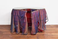 Desk w/ skirt by Jessi Reaves contemporary artwork sculpture