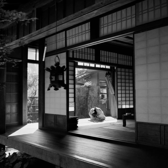 A priest rests in the Temple of Ryoanji, Tokyo, Japan by Werner Bischof contemporary artwork