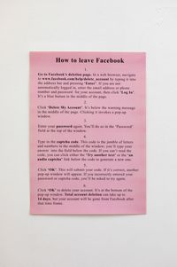 How to leave facebook by Jeremy Deller contemporary artwork works on paper, print