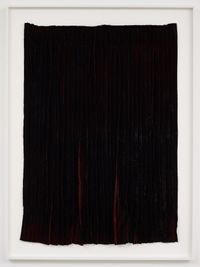 Burned piece (Dark red velvet from Spain) by Edith Dekyndt contemporary artwork painting, textile