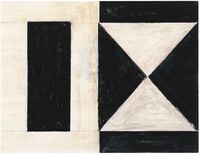 2 Dreiecke 3 Vierecke (black white), Denver1979 by Helmut Federle contemporary artwork works on paper
