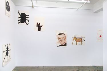 Exhibition view: Rose Wylie, Girls and Spiders, Thomas Erben Gallery, New York (2 April–9 May 2015). Courtesy Thomas Erben Gallery.