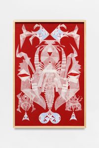 Air-Pocket-Powered Stretching Soul Sheet – Mesmerizing Mesh #100 by Haegue Yang contemporary artwork painting