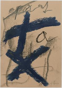Signes blaus by Antoni Tàpies contemporary artwork painting, works on paper