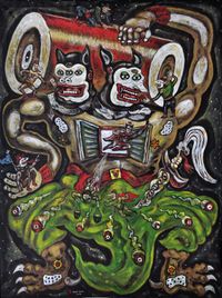 Pembawa Baterai Superhero - Superhero by Heri Dono contemporary artwork painting