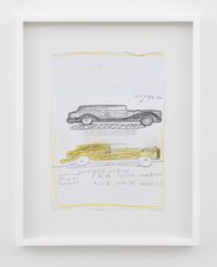 Parked Yellow Car with Shadow by Rose Wylie contemporary artwork painting, works on paper, drawing