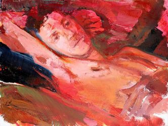 Doron Langberg, _Resting_ (2020). Oil on linen. 45.7 x 61 cm. Courtesy Victoria Miro Gallery.