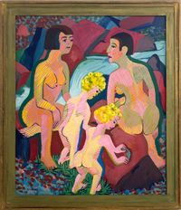 Badende Frauen und Kinder (Bathing women and children) by Ernst Ludwig Kirchner contemporary artwork painting