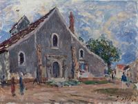 L'église de Saint-Mammès by Alfred Sisley contemporary artwork painting, works on paper