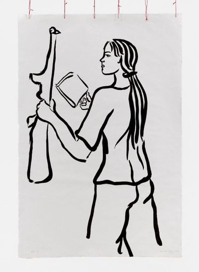 Girl with Book and Gun by Cecilia Vicuña contemporary artwork