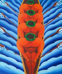 Polynesians in the South Pacific by Jung Kangja contemporary artwork painting