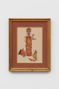Untitled (Idol with Fruit and Crocodile) by Bertina Lopes contemporary artwork painting, works on paper, drawing