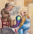 Le cireur de pompes by Roland Topor contemporary artwork 2