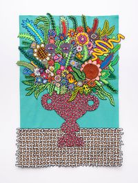 Pink Eyes by Jody Paulsen contemporary artwork mixed media, textile