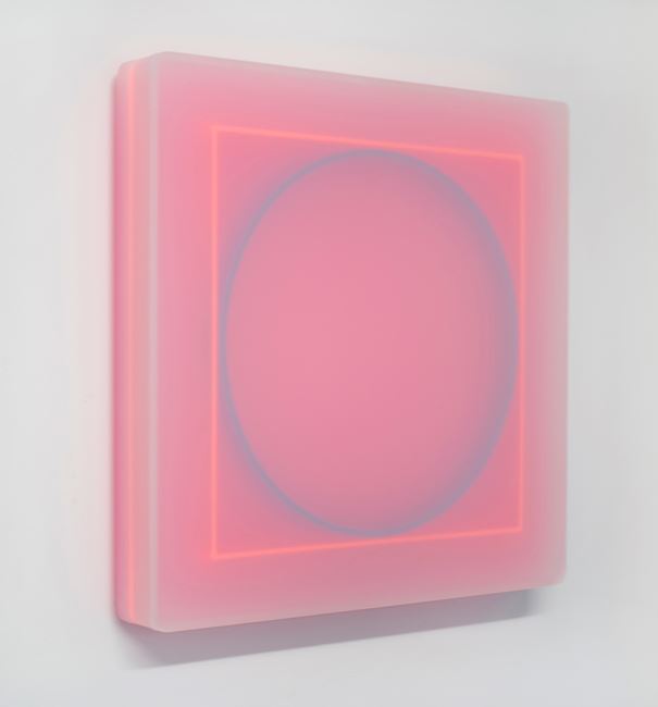 Blue Circle Pink Square by Kāryn Taylor contemporary artwork