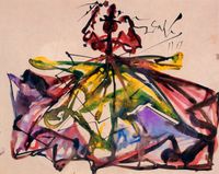 Danseuse sévillane, au verso esquisse de nourisson à la Croix by Salvador Dalí contemporary artwork painting, works on paper