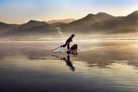 Intha Fisherman on Inle Lake, Burma by Steve McCurry contemporary artwork photography