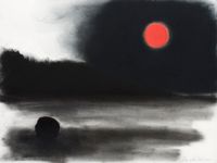 Boulder and Blood Moon by David Nash contemporary artwork works on paper, drawing