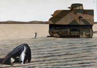 Trojan Horse (Sculpture Farm with Bob Semple's tank) by Michael Shepherd contemporary artwork painting