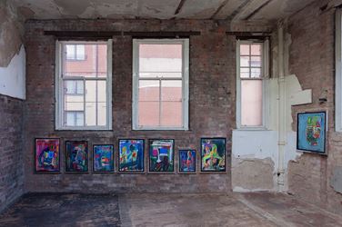 Exhibition view: Spencer Sweeney, The Pastels, The Modern Institute, Aird’s Lane Bricks Space, Glasgow (16 March–11 May 2019). Courtesy the Artist and The Modern Institute/Toby Webster Ltd, Glasgow. Photo: Patrick Jameson.