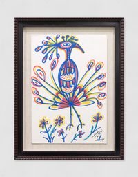 Untitled (Bird and Flowers) by Bertina Lopes contemporary artwork drawing