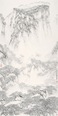 Crystal-water Spring on Mount Hua by Hung Hoi contemporary artwork painting, works on paper, drawing