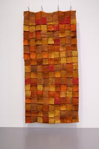 Elementos rojo en fuego [Red elements on fire] by Olga de Amaral contemporary artwork textile