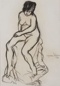 Nu assis sur une draperie by Suzanne Valadon contemporary artwork painting, works on paper, drawing