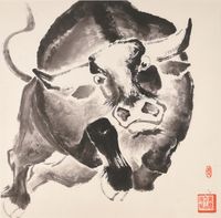 Fierce Bull by Zeng Shanqing contemporary artwork works on paper